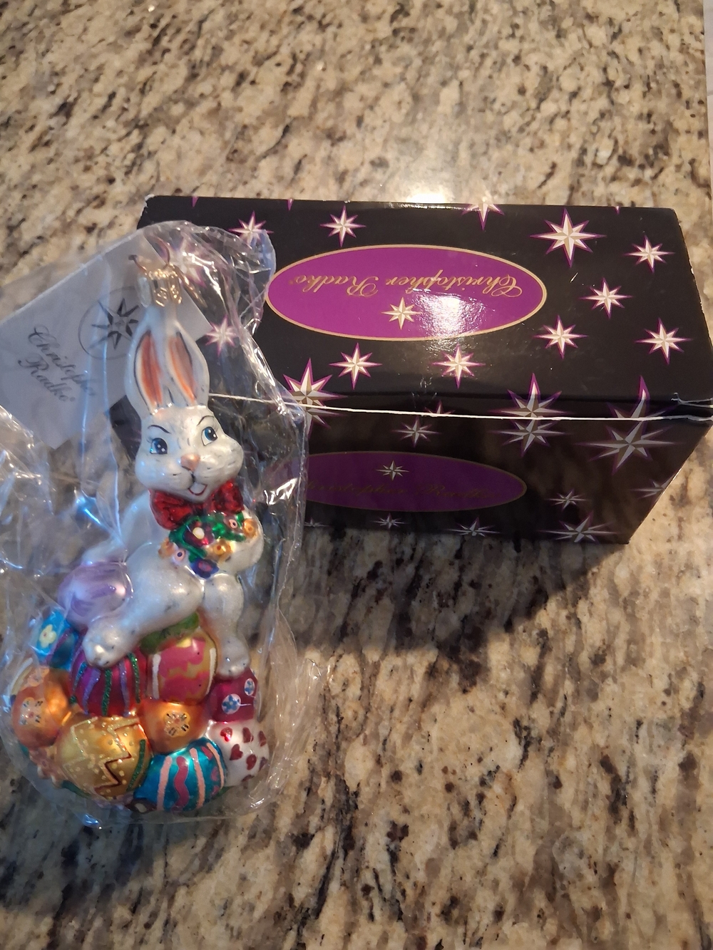 Christopher Radko Egg Hop Easter Christmas Ornament 6" in Plastic W/Box & Tag